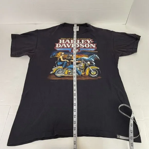 Harley Davidson Vintage 1980s Graphic T-Shirt, Medium, Black, Holoubek, - Picture 10 of 10